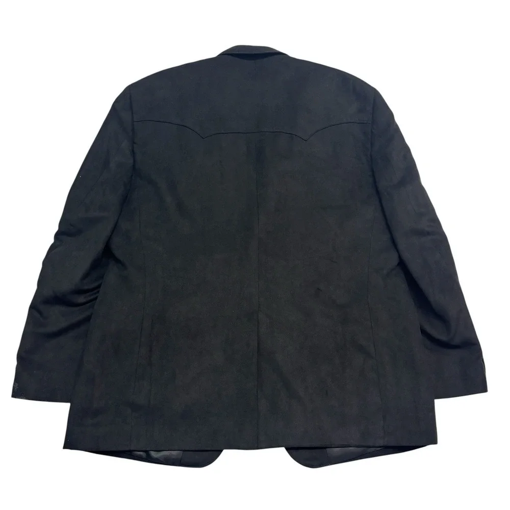 Black Western 46R Blazer Jacket Sport Suit Coat Microfiber Faux Suede‎ Cowboy